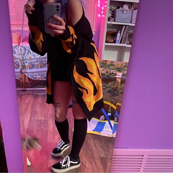 KNIT FLAME CARDIGAN 🔥 Dolls Kill 🔪 - Picture 4 of 4